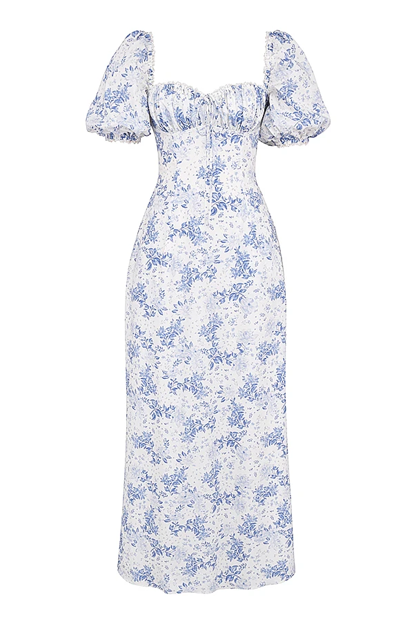 Blue Print Puff Sleeve Sundress 17 Blue Print Puff Sleeve Sundress – Bild 15
