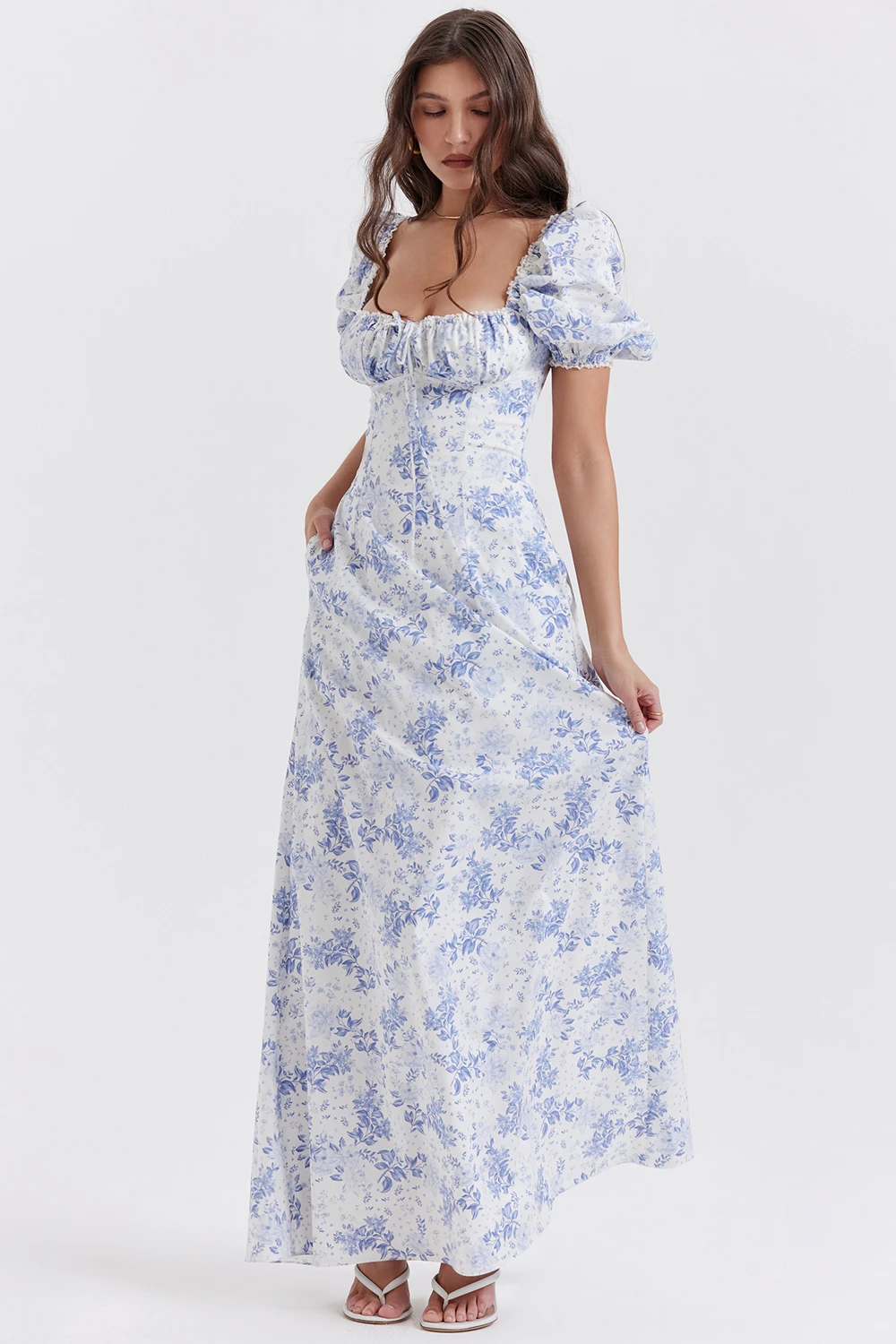 Blue Print Puff Sleeve Sundress 9 Blue Print Puff Sleeve Sundress – Bild 7