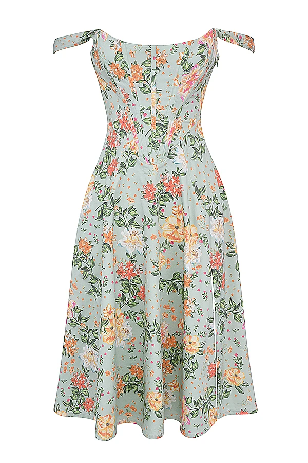 Light Jade Print Midi Sundress 13 Light Jade Print Midi Sundress – Bild 11