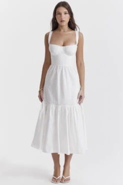White Broderie Anglaise Midi Sundress