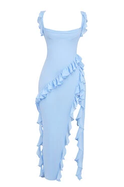 Soft Blue Ruffle Maxi Dress -Traumhafte Kleider 1685502804 sb9117a 01