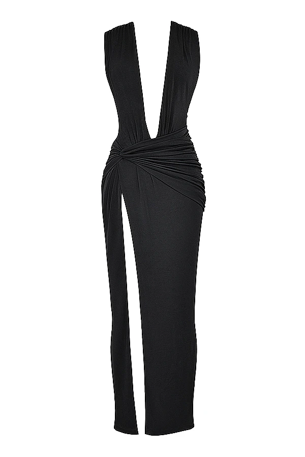 Black Plunge Maxi Dress 15 Black Plunge Maxi Dress – Bild 13