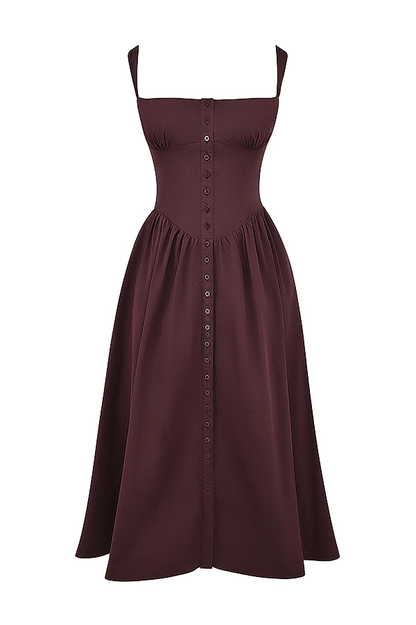 Rich Brown Midi Sundress 18 Rich Brown Midi Sundress – Bild 16