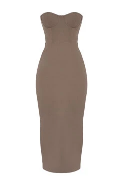 Taupe Strapless Corset Maxi Dress -Traumhafte Kleider 1690772810 sb8444b 01