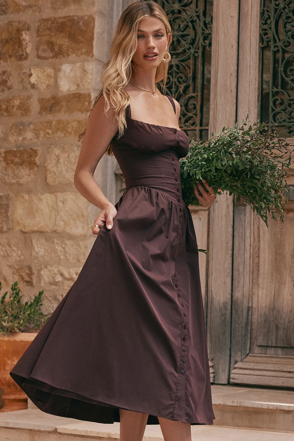 Rich Brown Midi Sundress 4 Rich Brown Midi Sundress – Bild 2