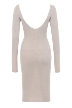 Taupe Rib Knit Midi Dress -Traumhafte Kleider adeline mink 02