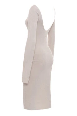 Taupe Rib Knit Midi Dress -Traumhafte Kleider adeline mink 03