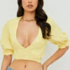 Lemon Floral Tie Front Top -Traumhafte Kleider alanya 2a