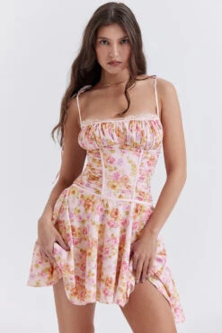 Light Lavender Print Corset Dress