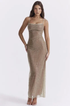 Cafe Au Lait Beaded Maxi Dress - Limited Edition -Traumhafte Kleider alondra 2