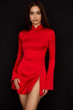Scarlet Satin Mini Dress
