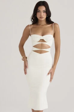 Ivory Satin Cutout Corset Dress