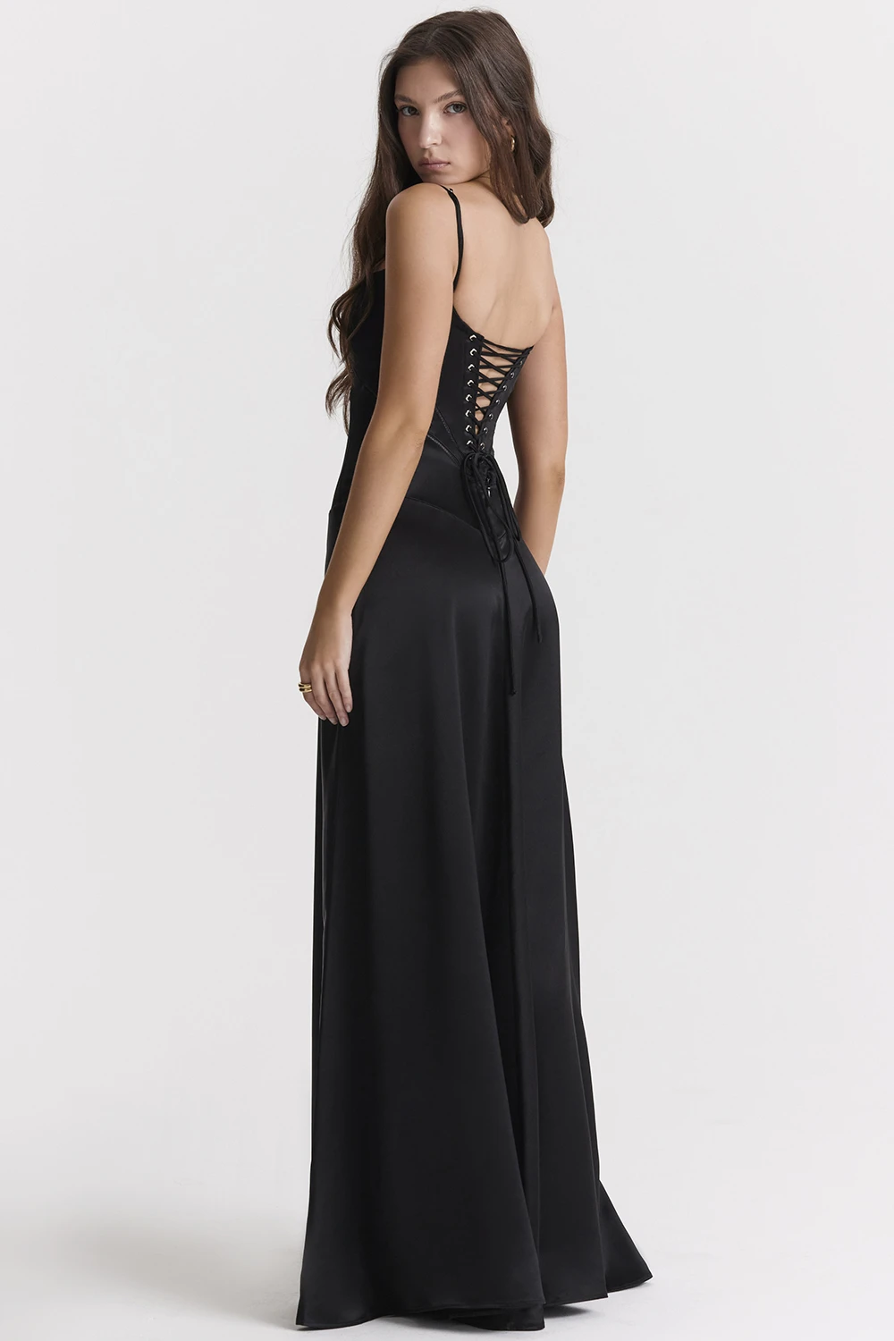 Black Lace Up Maxi Dress 11 Black Lace Up Maxi Dress – Bild 9