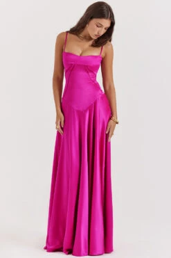 Fuchsia Lace Up Maxi Dress -Traumhafte Kleider anabella 3z
