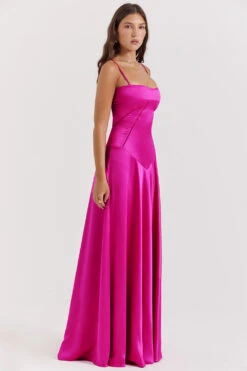 Fuchsia Lace Up Maxi Dress -Traumhafte Kleider anabella 4z
