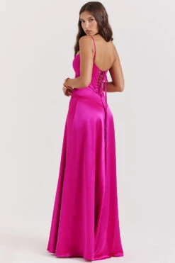 Fuchsia Lace Up Maxi Dress -Traumhafte Kleider anabella 7z
