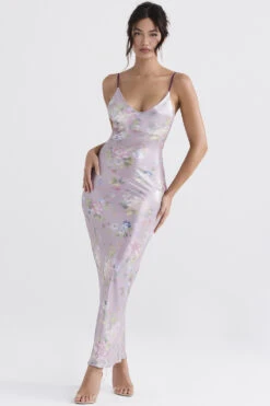 Mauve Floral Maxi Dress -Traumhafte Kleider aria 1