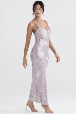 Mauve Floral Maxi Dress -Traumhafte Kleider aria 4
