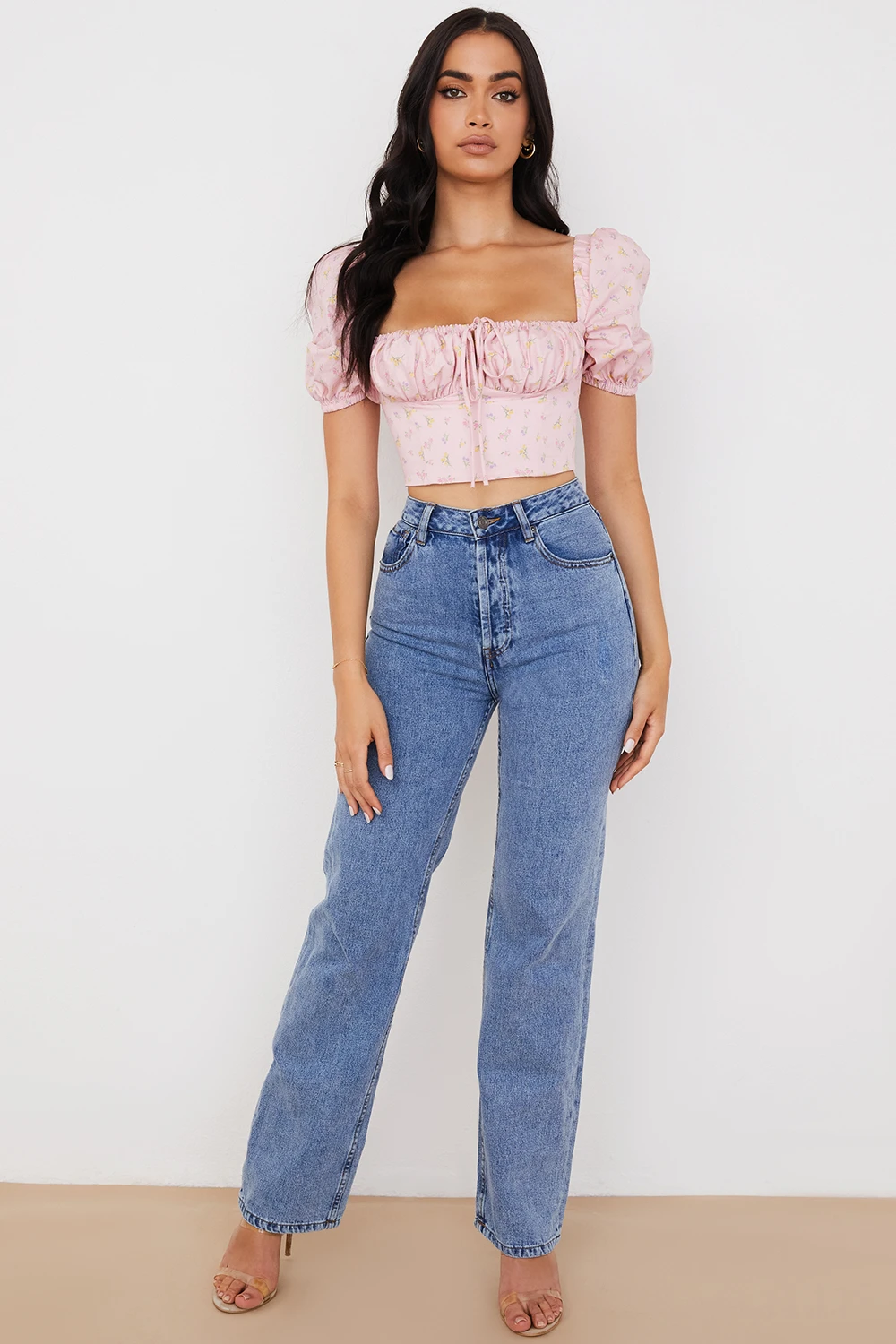 Pink Floral Puff Sleeve Corset 8 Pink Floral Puff Sleeve Corset – Bild 6