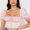 Pink Floral Puff Sleeve Corset -Traumhafte Kleider arianna 4a