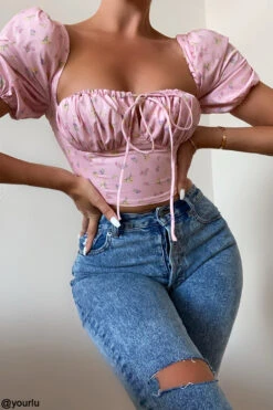 Pink Floral Puff Sleeve Corset 22 Pink Floral Puff Sleeve Corset -Traumhafte Kleider arianna p91