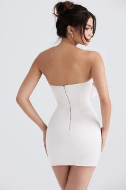 Ivory Satin Crystal Embellished Bow Dress -Traumhafte Kleider ariella 10