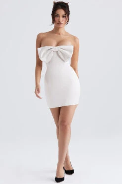Ivory Satin Crystal Embellished Bow Dress -Traumhafte Kleider ariella 2