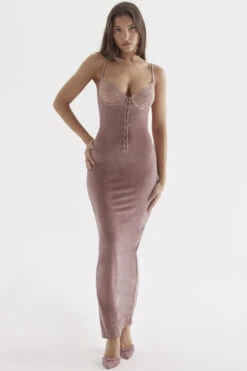 Soft Pink Velvet Midi Dress -Traumhafte Kleider azalea 12