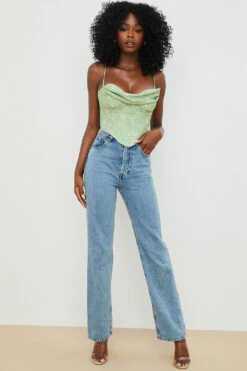 Olive Floral Draped Corset -Traumhafte Kleider bea g 1o