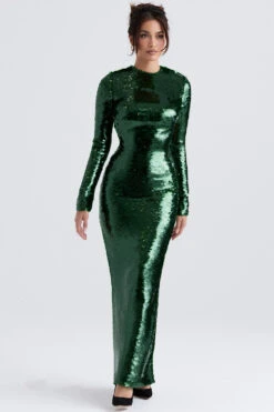 Pine Green Sequin Maxi Dress 19 Pine Green Sequin Maxi Dress -Traumhafte Kleider belle 1