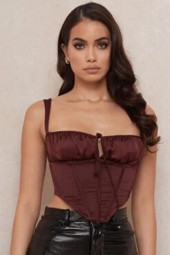 Raisin Satin Cropped Corset