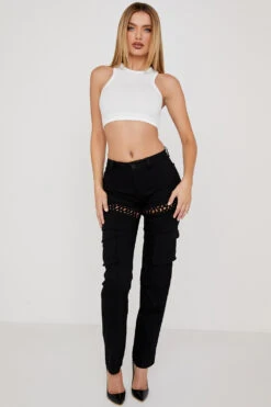 Black Lace Up Cargo Trousers -Traumhafte Kleider breanna 10