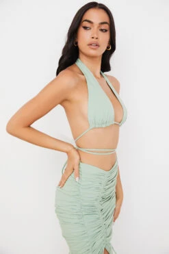 Sage Halter Neck Gathered Bustier Top -Traumhafte Kleider calypso 4