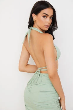 Sage Halter Neck Gathered Bustier Top -Traumhafte Kleider calypso 6