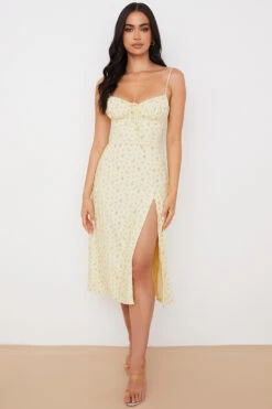 Lemon Floral Bustier Midi Dress -Traumhafte Kleider carina 1f