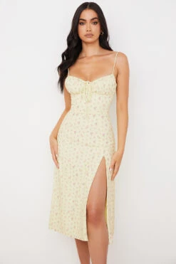 Lemon Floral Bustier Midi Dress -Traumhafte Kleider carina 3f