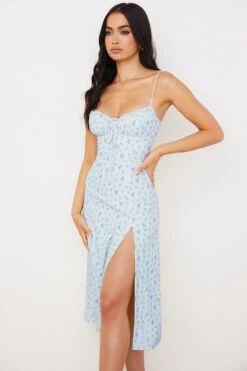 Blue Floral Bustier Midi Dress 19 Blue Floral Bustier Midi Dress -Traumhafte Kleider carina 6 1 3