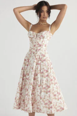 Rose Print Bustier Sundress