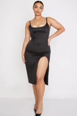 Black Satin Corset Midi Dress 20 Black Satin Corset Midi Dress -Traumhafte Kleider casimira b14