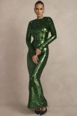 Pine Green Sequin Maxi Dress 28 Pine Green Sequin Maxi Dress -Traumhafte Kleider cb bodyshots220435