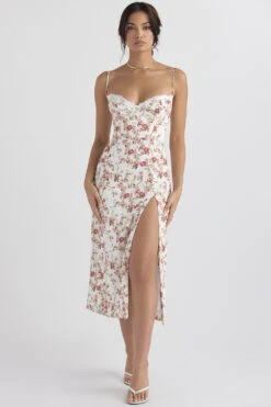 Rose Print Corset Midi Sundress -Traumhafte Kleider charlotte 1 1