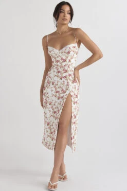 Rose Print Corset Midi Sundress -Traumhafte Kleider charlotte 2 1