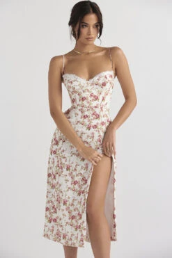 Rose Print Corset Midi Sundress -Traumhafte Kleider charlotte 4 1