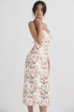 Rose Print Corset Midi Sundress -Traumhafte Kleider charlotte 8 1
