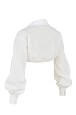 Mistress Rocks 'Wishlist' White Balloon Sleeve Cropped Shirt With Bralette 18 Mistress Rocks 'Wishlist' White Balloon Sleeve Cropped Shirt With Bralette -Traumhafte Kleider chr2643 02