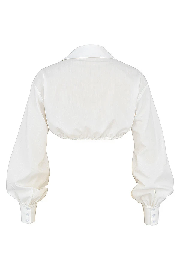 Mistress Rocks 'Wishlist' White Balloon Sleeve Cropped Shirt With Bralette 11 Mistress Rocks 'Wishlist' White Balloon Sleeve Cropped Shirt With Bralette – Bild 9