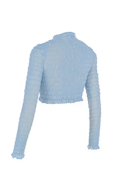 Mistress Rocks 'Delight' Powder Blue Shirred Crop Top -Traumhafte Kleider chr2660 02 copy