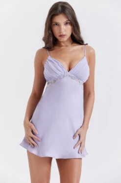 Embroidered Lavender Mini Dress -Traumhafte Kleider christa 4