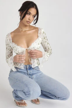 Garden Print Lace Trim Top -Traumhafte Kleider clarissa 3