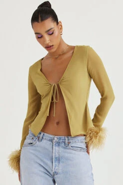 Olive Trimmed Top -Traumhafte Kleider claudia 2rrrr